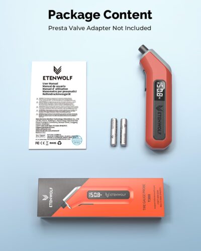 ETENWOLF T300 Digital Tire Pressure Gauge 3-200 PSI, Industrial Tire Gauge Calibrated to ANSI B40.7 Grade 2A(Plus-Minus 0.5%), Replaceable AAA Batteries (Vivid Orange) - Image 9