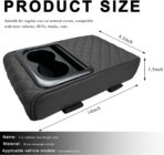 Car Center Console Armrest Pillow, 14"×8.3" Waterproof Leather Armrest Box Cover with Cup and Phone Holder, Soft Memory Foam Arm Rest Console Pad Protector for SUV Truck (Black, Embroidery) - Image 2