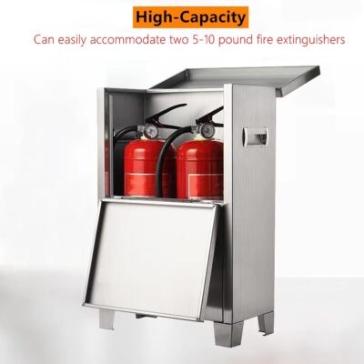Stainless Steel Fire Extinguisher Cabinet for 5-10 pounds Extinguisher 20'' x 12.7'' x 6.9'' Accommodate Two Extinguisher Indoor/Outdoor Ground Fire Extinguisher Box Waterproof Dustproof - Image 2