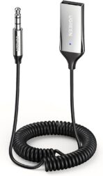 UGREEN Aux to Bluetooth 6.0 Adapter 3.5mm Bluetooth Receiver for Car USB 2.0 to 3.5mm Jack Kit with Built-in Microphone Aux Input for Hands-Free Calls Compatible with Car Speaker and Home Audio