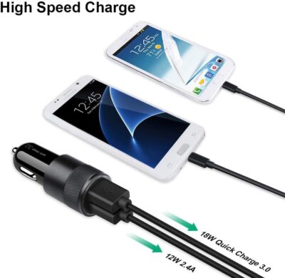 Fast Car Charger, Quick Charging 5.4A/30W Phone USB Adapter Rapid Plug 2 Port Cigarette Lighter Auto Charger Flush Compatible Samsung, Tablet, iPhone, iPad, LG, Automobile - Image 4
