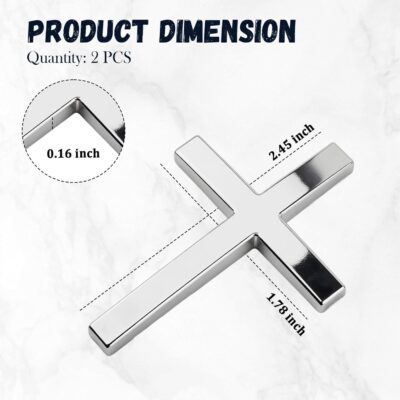 2PCS Individual Jesus Cross for Car Decal Emblem,3D Metal Christian Car Decals Badges for and Cars Decorations,Universal & Self-Adhesive Cross Cars Decal for Most Trucks,SUVs (Silver+Silver) - Image 2