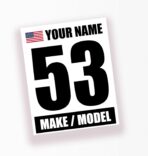 MC MOTOPARTS Magnetic Racing Number - Custom Track Day & Autocross Magnetic Vinyl Decal - Name, Make, Model, Flag - 2 Pieces | Black Words on White Background | 12" x 15" Inch - Image 2