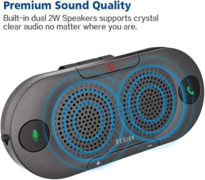 Besign BK06 Bluetooth 5.0 in Car Speakerphone with Visor Clip, Wireless Car Kit for Handsfree Talking, Motion Auto On, Siri Google Assistant Support, Dual 2W Speakers - Image 2