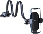 OQTIQ 13" Gooseneck Car Phone Mount – Windshield & Dashboard Holder with Strong Suction Cup, Anti-Shake Stabilizer, One-Button Release – Compatible with iPhone 17/16/15/14 and All Smartphones
