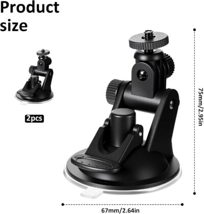 2PCS Dash Cam Suction Cup Mounts, Car Camera Mount, Windshield and Dashboard Suction Cup Mounts, Camera Mount for Car Dashcam, GPS Driving DVR, Phone Bracket, Action Camcorder, Video Recorder - Image 2