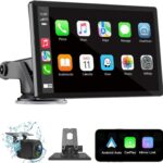 Wireless Carplay Screen for Car 7" HD Portable Car Stereo Touchscreen with Apple CarPlay and Android Auto with Mirror Link/Backup Camera/Bluetooth/GPS Navigation/AUX for All Vehicles