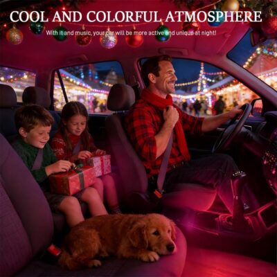 Car LED Strip Light, Interior Car Lights, 24 LEDs Auto RGB Neon Interior Atmosphere Lamp, 12V USB Port Auto Under Dash Ambient Night Light Strip for Vehicles (Red, USB) - Image 5