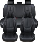 Coverado Car Seat Covers 5 Pieces, Full Set Universal Seat Covers for Cars, Waterproof Nappa Leather Auto Seat Protectors with Head Pillow, Car Interiors Fit for Most Sedans SUV Pick-up Truck, Black - Image 6