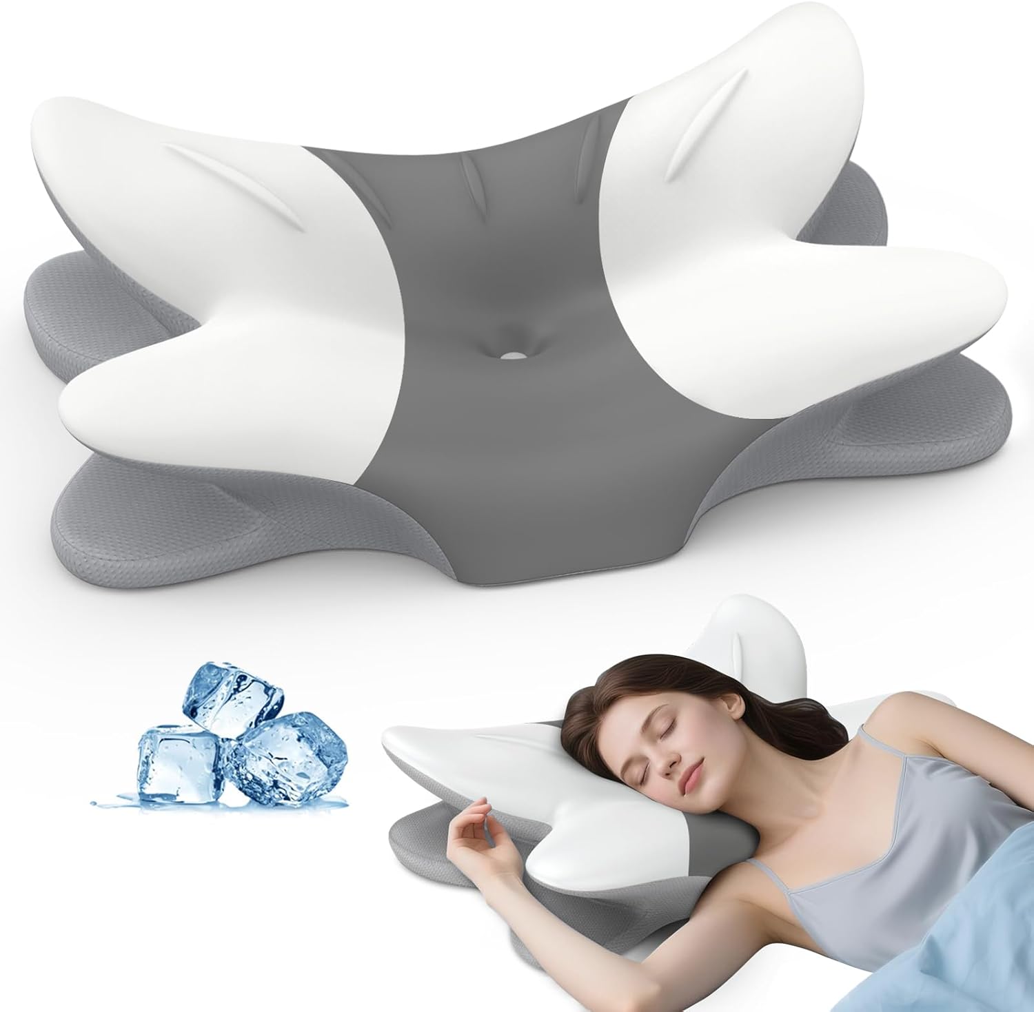 61NrR13FgZL._AC_SL1500_.jpg Cervical Neck Pillow for Pain Relief - Ergonomic Pillow Memory Foam Pillows for Sleeping, Cooling Orthopedic Neck Support Pillow, Contour Cervical Pillow Bed Pillow for Back Stomach Sleepers - Image 1