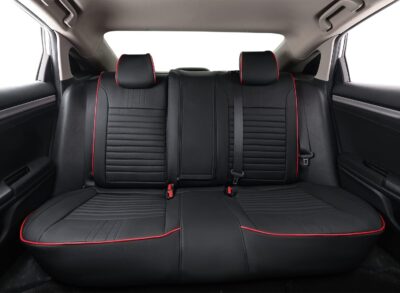 EKR Civic Seat Covers Custom Fit for Honda Civic Hatchback 2018 2019 2020 2021 EX,EX-L,Sport,Sport Touring,Waterproof Leather Car Seat Cover Full Set,Faux Leather(Black with Red Trim) - Image 5