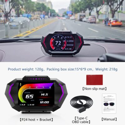 OBD2 Heads Up Display for Car, OBD2 & GPS Speedometer Dual System HUD Digital Speedometer MPH with Car Inclinometer, RPM, Water Temp, Volt, Mileage, Overspeed Alarm for Most 2008+ Sedan Cars - Image 7