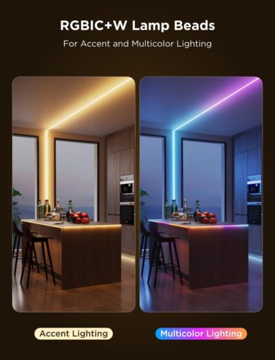 Govee COB LED Strip Light Pro, LED Lights for Bedroom Compatible with Alexa, Google Assistant and Matter, RGBICW Light with Warm White, Smart Strip Light, LED Lights for Bedroom, Color Changing, 9.8ft - Image 3