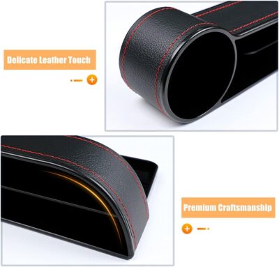 Car Seat Gap Filler Organizer Between Front seat car Organizer and Storage Box, Auto Premium PU Leather Console with Cup Holder, Car Pocket for Interior Essentials (for Driver Side) - Image 8