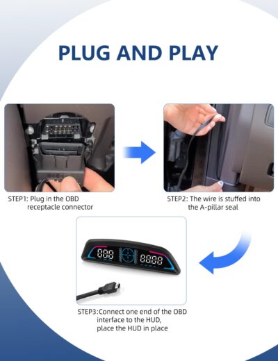 OBD2 Speedometer for Car Digital with Time, Speed, Mileage, RPM, Volt, Water Temp, Overspeed, Fatigued Driving Alert LCD Screen OBD2 Guage Display for Car Head Up Display HUD for Most 2008+ Sedan Cars - Image 6