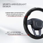 Car Steering Wheel Cover, 15 inch Carbon Fiber Microfiber PU Leather Elastic Steering Wheel Protector, Universal Car Accessories (Gray) - Image 4