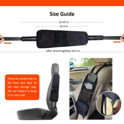 Luckybay Car Seat Side Organizer, Auto Seat Storage Hanging Bag, Phones, Drink, Stuff Holder with Mesh Pocket for Cars, SUV & Truck - Image 3