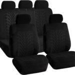FH Group Full Set Travel Master Car Seat Covers, Airbag and Split Rear Car Seat Cover Universal Fit Interior Accessories for Cars Trucks SUV, Automotive Seat Covers,Black