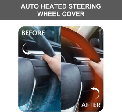 Heated Steering Wheel Cover,15" 12V Steering Wheel Warmer Heated Steering Wheel Protector Cover for Winter Universal,Suitable for Standard Size Cars, Trucks, Vans, SUV1 - Image 5
