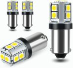 CANBUS BA9S White Extra Bright Car Interior Exterior Replacement Bulb Bayonet Base BA9 53 57 1445 1895 64111 Size Reading Map Dome Side Door Courtesy LED Light 12V 24V (Pack of 4)