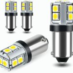 CANBUS BA9S White Extra Bright Car Interior Exterior Replacement Bulb Bayonet Base BA9 53 57 1445 1895 64111 Size Reading Map Dome Side Door Courtesy LED Light 12V 24V (Pack of 4)