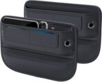 Universal Fit Premium Leather Car Seat Gap Filler Organizer, Center Console Organizer with Card Slots, Clever Gifts for Car SUV Truck Owners (Black, 2 Pack)
