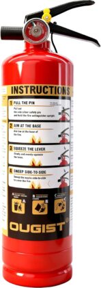 Ougist ABC Fire Extinguisher for Home, 2.5lb Small Fire Extinguisher for Kitchen & Garage, Vehicle Fire Extinguisher for Truck, Car and Boat, Professional Safety Grade, Red