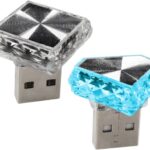 2PCS USB LED Car Interior Atmosphere Lamp, Portable Mini Auto Decoration Night Light, Plug-in Vehicle Ambient Lighting Kit, Universal Car Interior Accessories for Cars SUVs Trucks RVs (Blue)