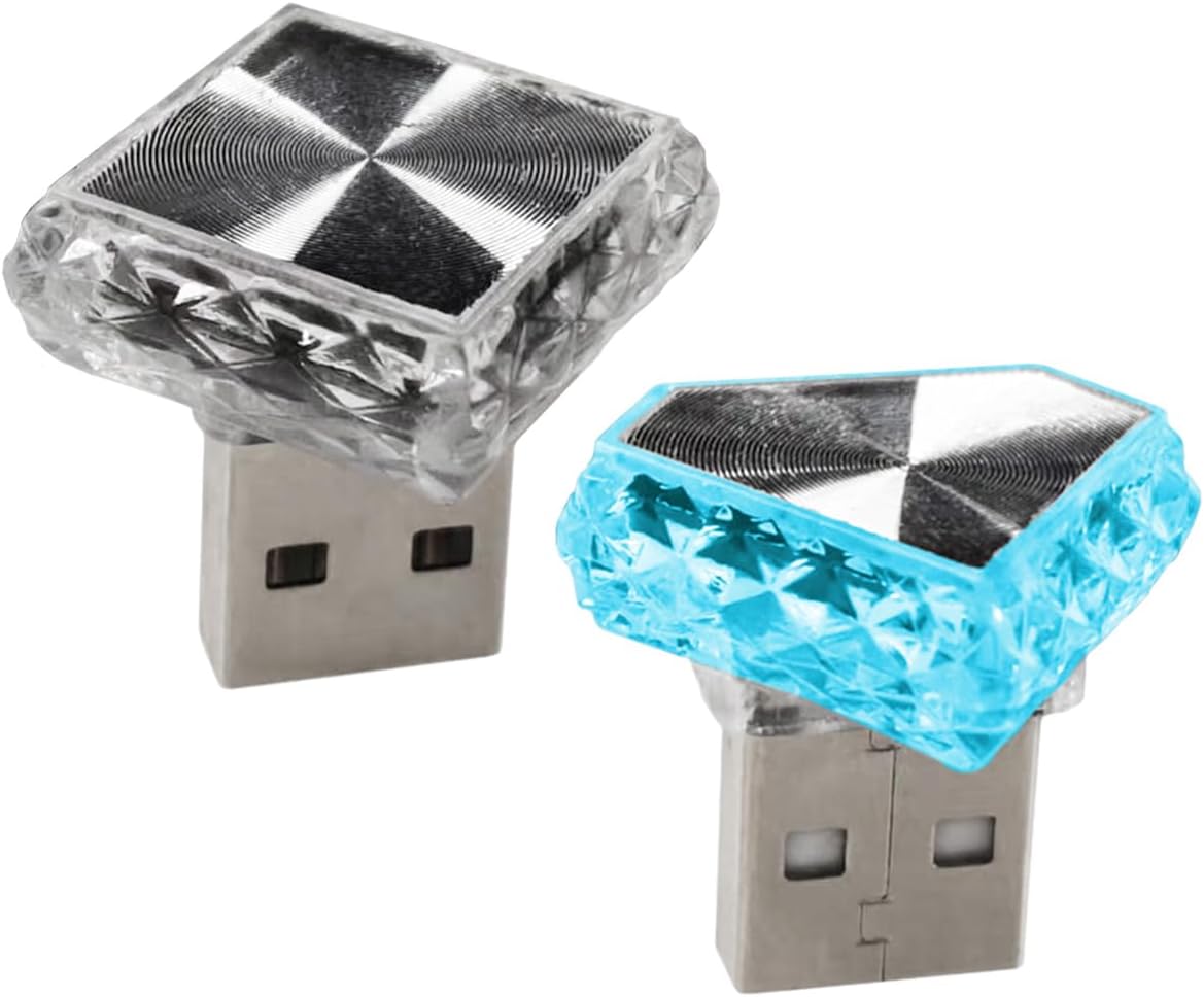 61P28qkcyaL._AC_SL1200_.jpg 2PCS USB LED Car Interior Atmosphere Lamp, Portable Mini Auto Decoration Night Light, Plug-in Vehicle Ambient Lighting Kit, Universal Car Interior Accessories for Cars SUVs Trucks RVs (Blue) - Image 1