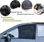 Car Front Window Sun Shade - 2 Pack Breathable Mesh Side Window Shade Sunshade UV Protection for Driver Family Pet on Front seat, Curtain with Two Holes to See Rearview Mirror, Size M - Image 4