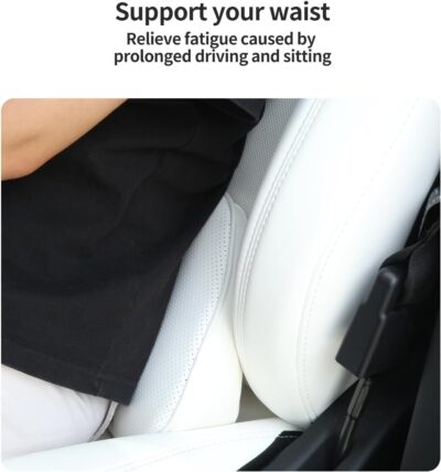 Lumbar Support Pillow for Car Seat, Office Chair Nappa Leather Memory Foam Lower Back Cushion for Back Pain Relief Improve Posture, Ergonomic Back Rest for Gaming Chair, White, 1PC - Image 6