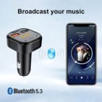 Bluetooth Adapter for Car，Bluetooth FM Transmitter for Car,MP3 Player QC3.0 Quick Charge for All Smartphones Audio Players，Supports TF/SD Card and USB - Image 3