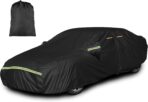 INSAUTO Heavy Duty Waterproof All-Weather Car Cover for Sedans (194–202 Inches), Outdoor Full Car Cover with Door Zipper, Protects from Sun, Rain, Snow, Dust & UV (Black)