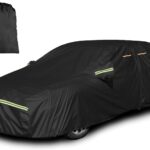 INSAUTO Heavy Duty Waterproof All-Weather Car Cover for Sedans (194–202 Inches), Outdoor Full Car Cover with Door Zipper, Protects from Sun, Rain, Snow, Dust & UV (Black)