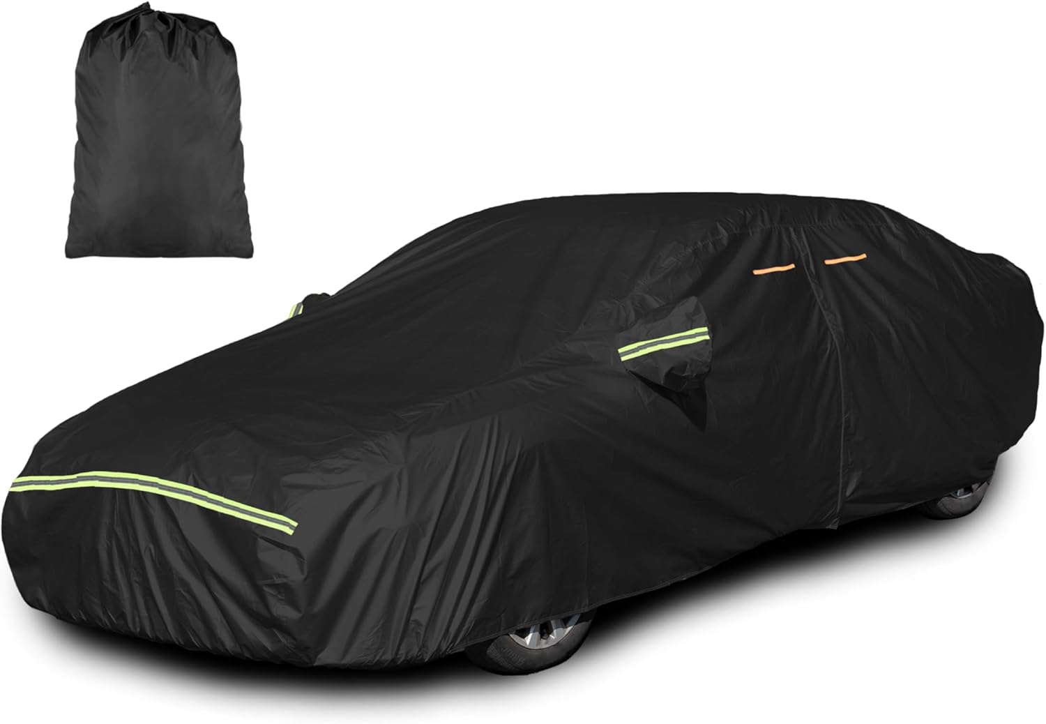 61PEc3rELjL._AC_SL1500_.jpg INSAUTO Heavy Duty Waterproof All-Weather Car Cover for Sedans (194–202 Inches), Outdoor Full Car Cover with Door Zipper, Protects from Sun, Rain, Snow, Dust & UV (Black) - Image 1
