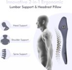 FLORICH Integrated Car Seat Lumbar Support Pillow & Car Neck Pillow Memory Foam Back Cushion for Driving Car Seat Back Support Pillow for Car Seats Driver Back Neck Sciatica Pain Relief Cushion, Blue - Image 2