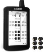 TPMS Tire Pressure Monitoring System 18 Sensors Displayed Vertically,All Tires Pressure and Temp simultaneously,Solar Power,for RV,semi Truck,Motorhome,5th Wheel,(Cap Sensor, 18 Sensors)