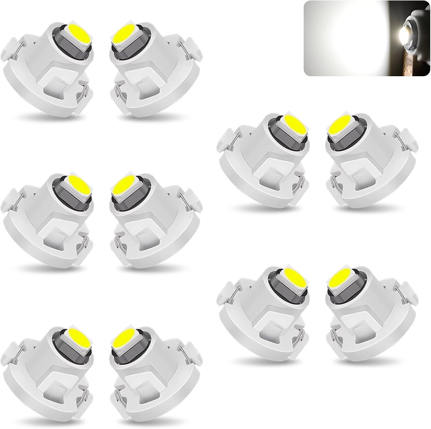 61PLNYNmXkL._AC_SL1500_.jpg 10 PCS Car T4.2 LED Bulbs, 12 V 3030 SMD High Brightness Dashboard Indicator Light, Plug and Play Wide Angle HVAC Climate Control Bulb, Interior Lighting Replacement for Car (White) - Image 1