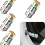 4 PCS Car Tire Pressure Monitor Valve Stem Caps, 2.4Bar 36PSI Tire Pressure Monitor Sensor Indicator, 3 Color Eye Alert Tire Pressure Monitor Valve Caps with Pressure Gauge, Fit for Most Cars