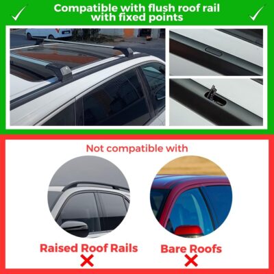 ERKUL 220lbs Roof Rack Cross Bars for Audi Q7 2016-2026 | Aluminum Crossbars with Anti Theft Lock for Rooftop | Compatible with Fixed Points Roofs - Silver - Image 3