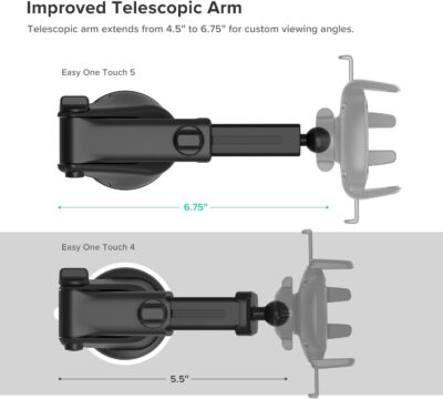 iOttie Easy One Touch Signature Dashboard & Windshield Universal Car Mount Phone Holder Desk Stand with Suction Cup Base and Telescopic Arm for iPhone, Samsung, Google, More Smartphones - Image 3
