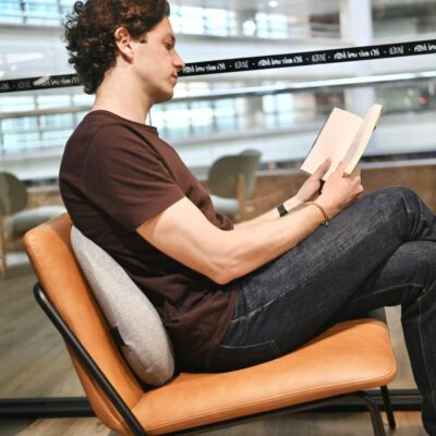 C CUSHION LAB Extra Dense Lumbar Pillow - Patented Ergonomic Multi-Region Firm Back Support for Lower Back Pain Relief - Lumbar Support Cushion with Strap for Office Chair, Car, Sofa, Plane - Grey - Image 7