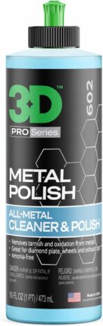 3D Metal Polish – Heavy Duty Car Metal Polish for Aluminum, Chrome, Brass, Copper, Silver – Removes Oxidation, Tarnish & Stains – 16oz – Made in USA