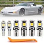 15pcs White LED Interior Lights Bulb Kit for Chevy Corvette C5 1997 1998 1999 2000 2001 2002 2003 2004 Map Footwell Trunk Vanity Mirror Lights LED Interior Light Bulbs + Install Tool