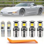 15pcs White LED Interior Lights Bulb Kit for Chevy Corvette C5 1997 1998 1999 2000 2001 2002 2003 2004 Map Footwell Trunk Vanity Mirror Lights LED Interior Light Bulbs + Install Tool