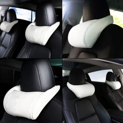 Car Headrest Neck Pillow Support Memory Foam Ergonomic Design Accessory for Driving Seat Fatigue Relief Compatible with Model S X 3 Y & Cybertruck - 1 Piece - Image 9