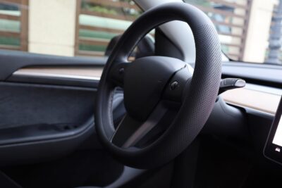 XHRING Car Steering Wheel Cover for Tesla Model 3/Y 2016-2025 2026 Juniper/Highland Accessories, Premium Leather Steering Wheel Protector with Anti-Slip Lining for Model 3/Y, Black - Image 3