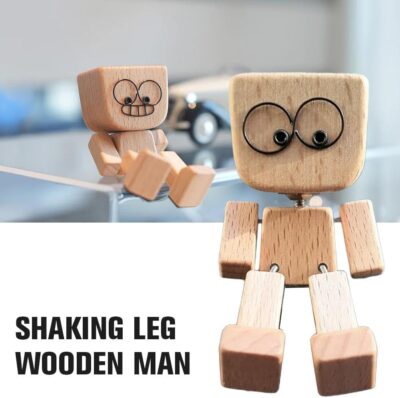 Shaking Wooden Man, Shaking Wooden Man Figurine for Car Dashboard, Handmade Shak Feet Woodens Doll, Funny Cars Ornaments Wood Desktop Decor, Car Dashboard Accessories with 12PCS Magnetic Expressions - Image 4