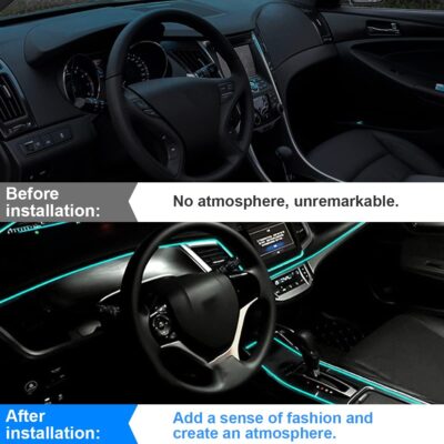 EL Wire Interior Car LED Strip Lights, 10FT/3M USB Auto Neon Light Strip with Sewing Edge, Electroluminescent Car Ambient Lighting Kits with Fuse Protection, Car Interior Accessories (Ice Blue/10FT) - Image 6