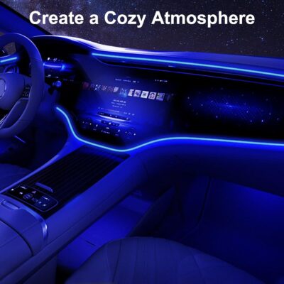 EL Wire Interior Car LED Strip Lights, 16.5FT USB Neon Glowing Strobing El Wire Strip with 6mm Sewing Edge, Ambient Lighting Kits for Car Inside Decorations (Blue) - Image 3